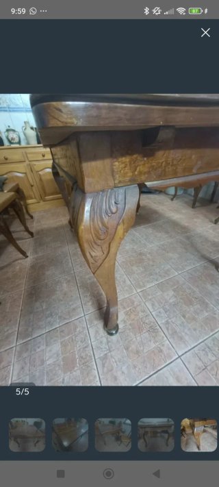 Mesa extensible madera maciza patas talladas