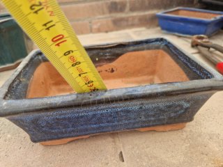 Maceta bonsai cerámica azul y marrón