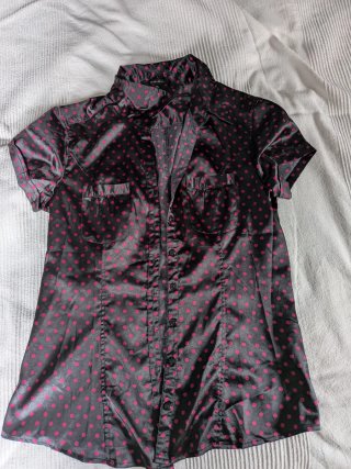 Camisa  lunares negra y rosa Talla XL