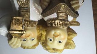 Coppia Angeli Vintage con Lanterna e Libro