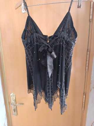 Top fiesta lentejuelas negro y plata