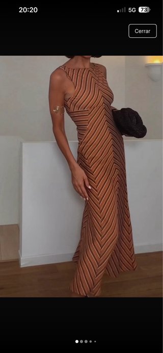 Vestido Zara Rayas Naranja y Marrón Talla M
