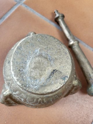 Mortero Almirez Bronce Macizo Antiguo