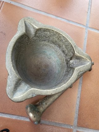 Mortero Almirez Bronce Macizo Antiguo