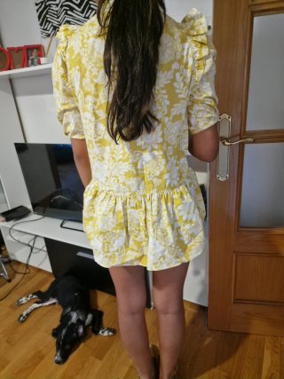 Blusa S Estampada Amarilla y Blanca