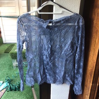 Camiseta Zara encaje azul Talla M