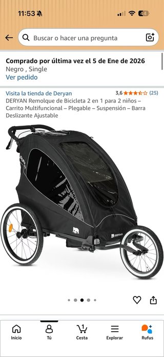 Remolque Bicicleta Deryan 2 Niños