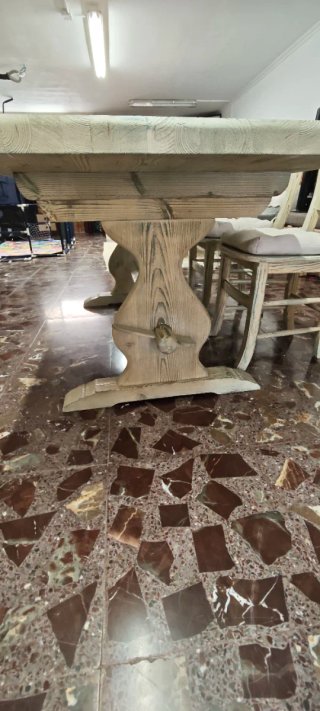 Mesa madera maciza y 6 sillas, mesa vintage