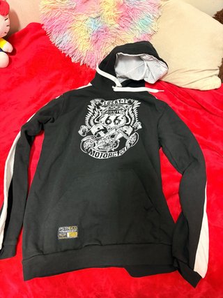 Sudadera Negra con Estampado de Moto