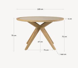 Mesa redonda Julieta de polycemento beige y madera maciza de acacia Ø 120 cm FSC 100%