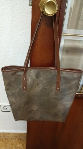 Bolso de lona marrón y verde oliva