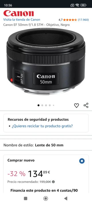 Objetivo Canon EF 50mm f/1.8 STM