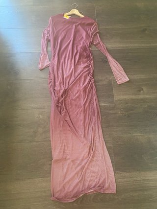 Vestido largo rosa con estampado