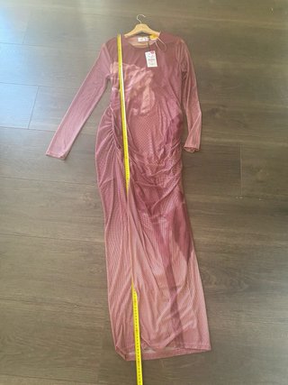 Vestido largo rosa con estampado