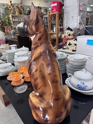 Figura Perro Boxer Cerámica Pintada a Mano