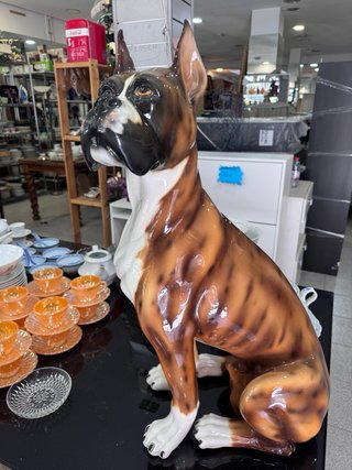 Figura Perro Boxer Cerámica Pintada a Mano