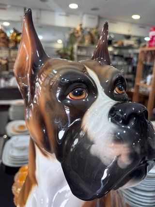 Figura Perro Boxer Cerámica Pintada a Mano