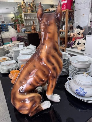 Figura Perro Boxer Cerámica Pintada a Mano