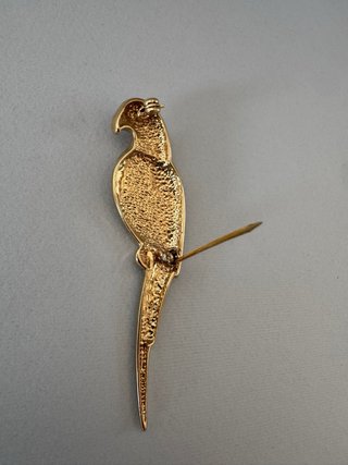 Spilla Vintage Pappagallo Dorato con strass