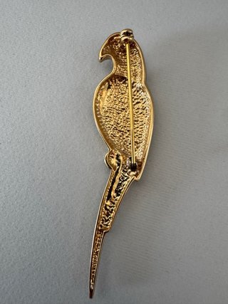 Spilla Vintage Pappagallo Dorato con strass