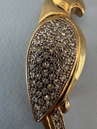 Spilla Vintage Pappagallo Dorato con strass