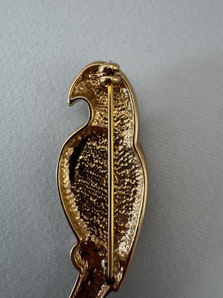 Spilla Vintage Pappagallo Dorato con strass
