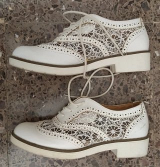 Zapatos blancos encaje fiesta talla 38