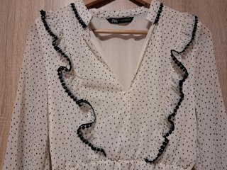 Vestido Zara lunares blanco y negro Talla XS