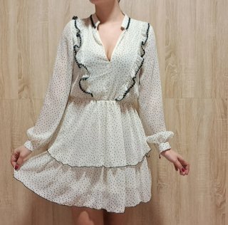 Vestido Zara lunares blanco y negro Talla XS