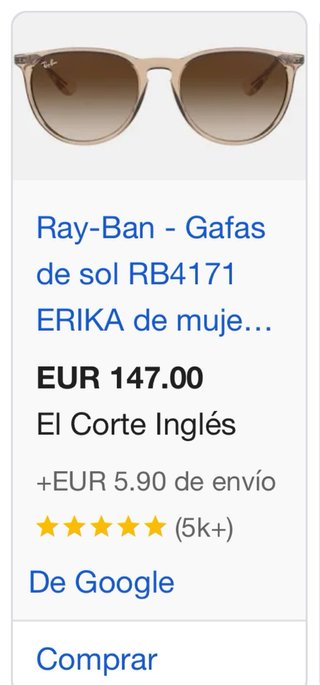 Gafas de sol Ray-Ban Beige/Marrón EriKa