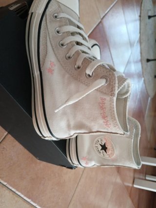 Converse Beige/Blanco. Tela y piel.