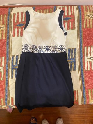 Vestido Talla M Blanco y Azul