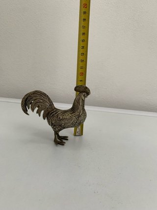 Gallo decorativo in metallo argentato