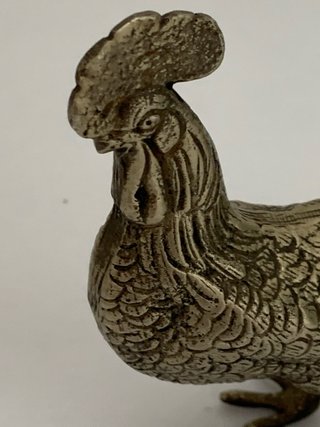 Gallo decorativo in metallo argentato