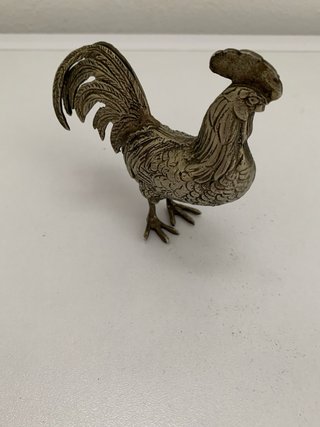 Gallo decorativo in metallo argentato