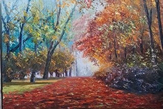 Cuadro Óleo Espátula Otoño 46 x 33