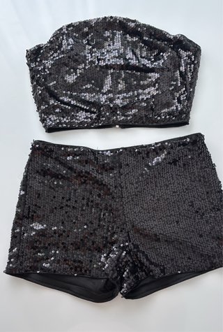 Conjunto corto lentejuelas negro