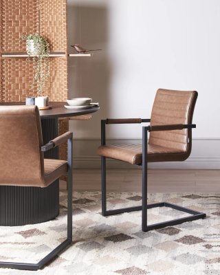 6 sillas de comedor/oficina -Piel sintética marrón