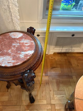 Mesa auxiliar antigua madera mármol