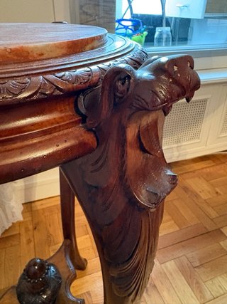 Mesa auxiliar antigua madera mármol