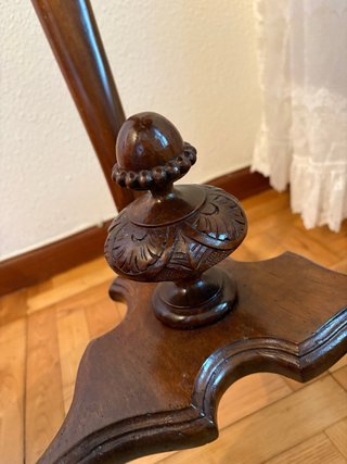 Mesa auxiliar antigua madera mármol
