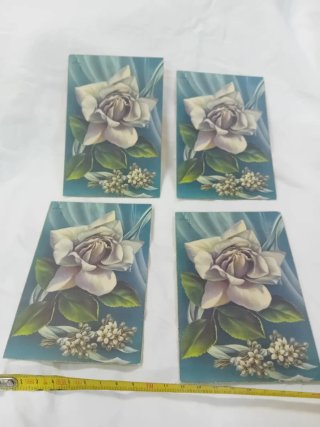 4 postales floral vintage