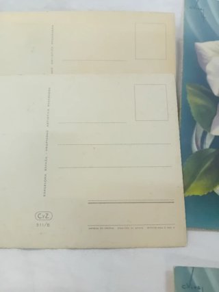 4 postales floral vintage