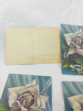 4 postales floral vintage