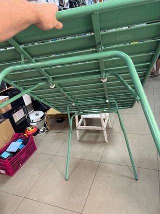 Mesa plegable verde metal camping terraza