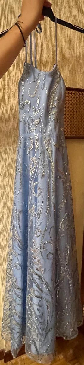 Vestido largo azul para invitada