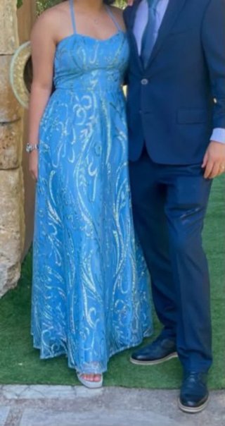Vestido largo azul para invitada