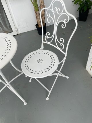 Conjunto mesa y sillas forja blanco