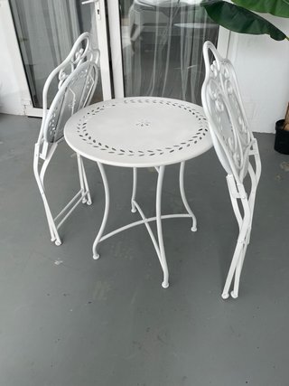 Conjunto mesa y sillas forja blanco