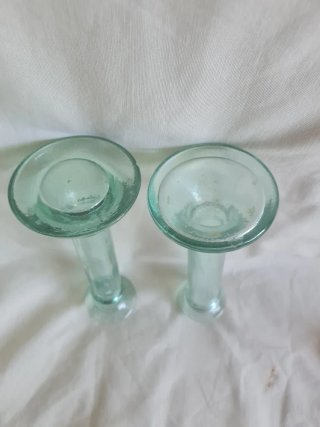 Pareja Candelabros Vidrio Verde
